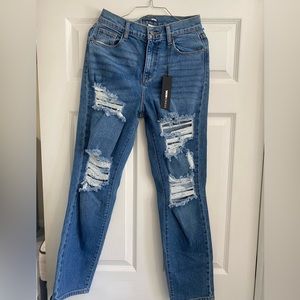 Straight leg medium wash jeans